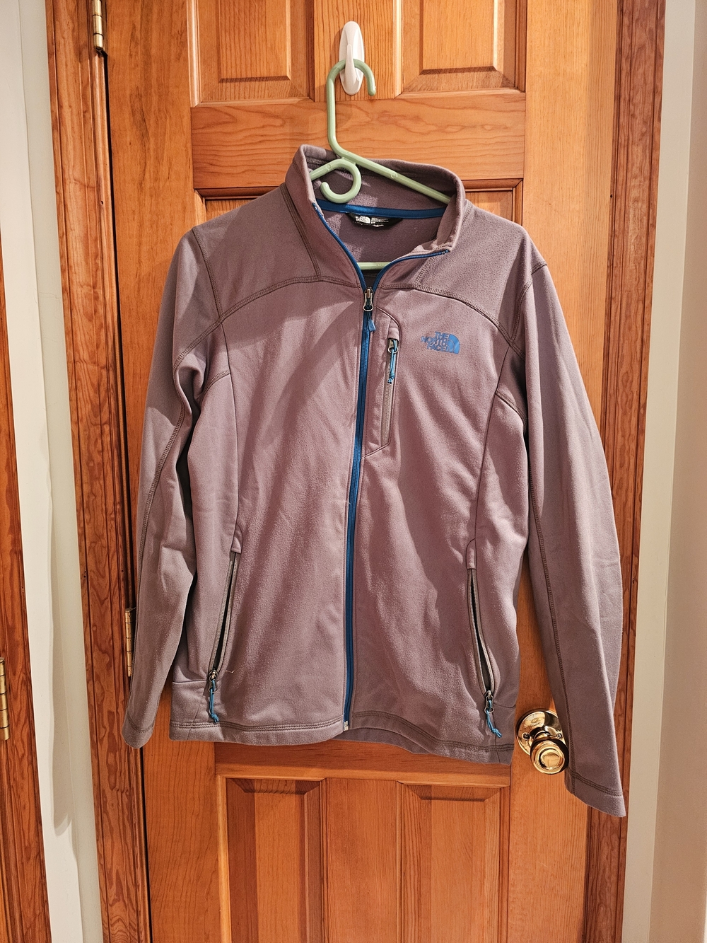 The North Face Gray Jacket with Blue Trim
